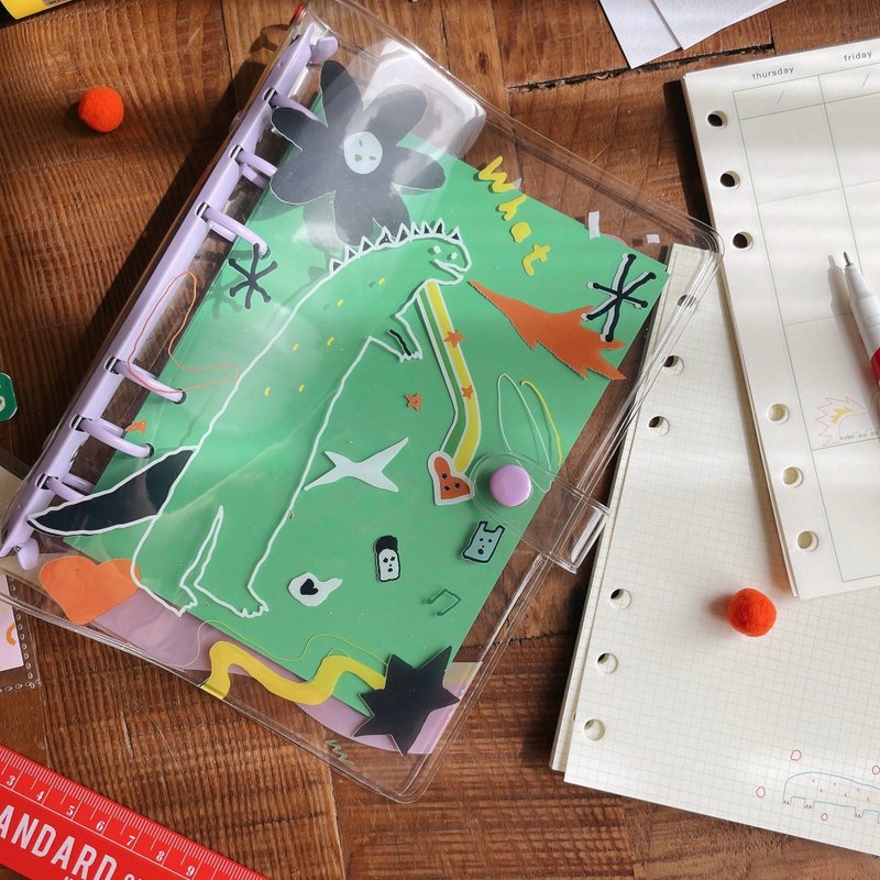 Six-hole loose-leaf universal notebook | Godzilla - สมุดบันทึก/สมุดปฏิทิน - พลาสติก สีม่วง