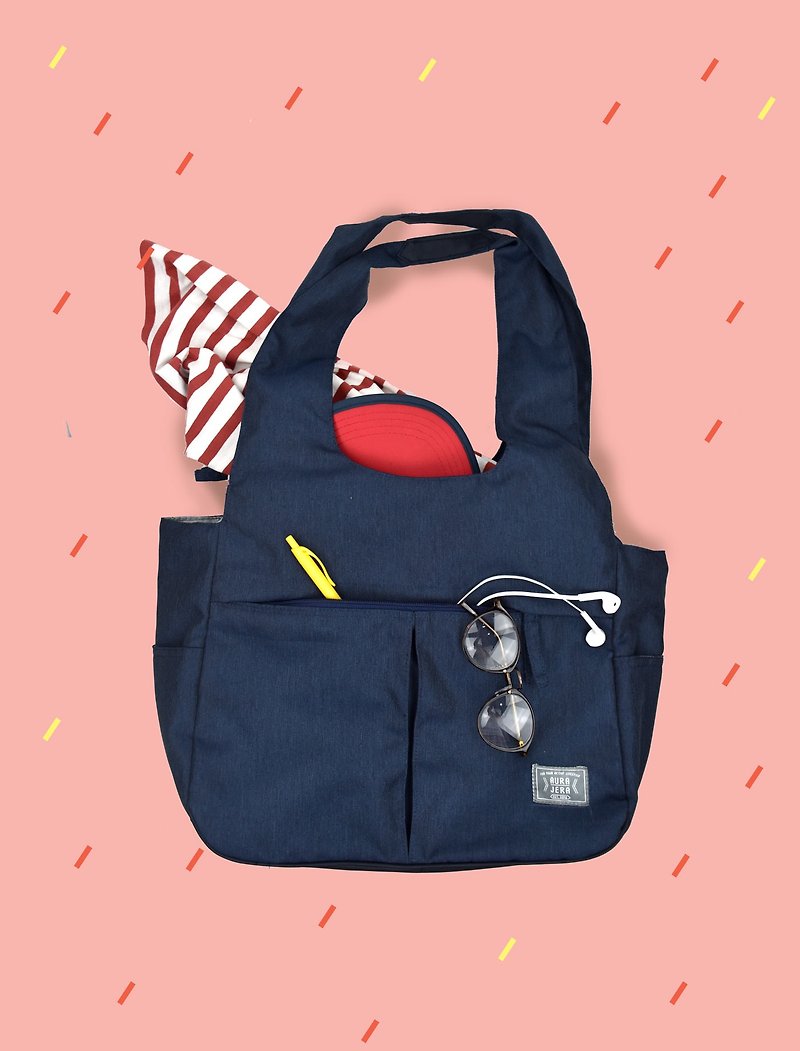 Navy blue shoulder bag/tote bag - Messenger Bags & Sling Bags - Polyester Blue