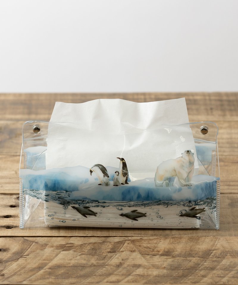 クリアティッシュケース ビニール製  R. Antarctic animals/ Animal 13 - 面紙盒 - 其他材質 透明