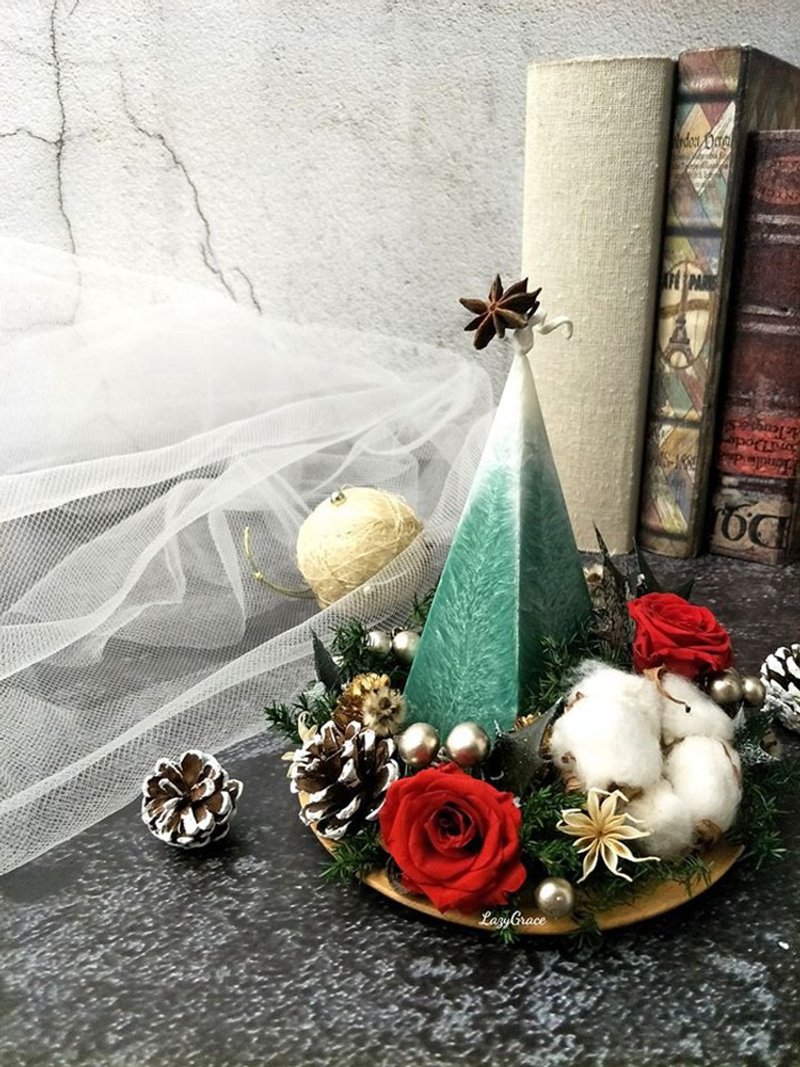 [Classes for 1 person] Christmas snow feather candles without withered flowers/immortal flowers/dry flowers/scented candles/Christmas - Candles/Fragrances - Plants & Flowers 