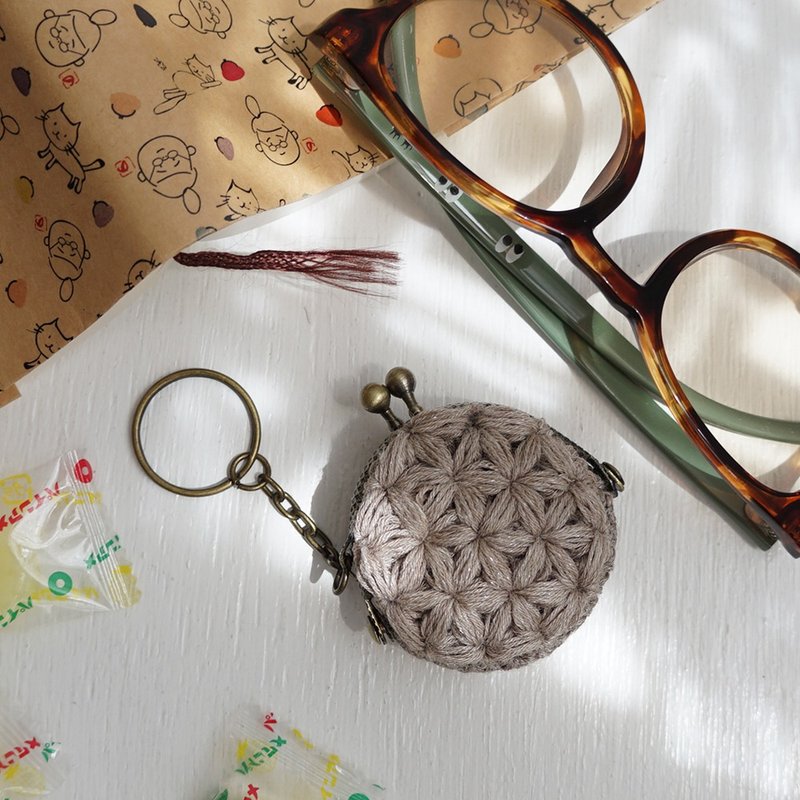 Ba-ba handmade Jasmine Stitch crochet coinpurse No.C1607 - 零錢包/小錢包 - 其他材質 咖啡色