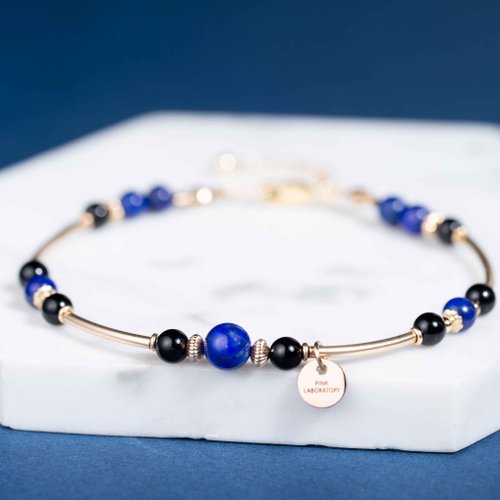 14kgf カラーチェンジ ハックマナイトとラピスラズリのブレスレット