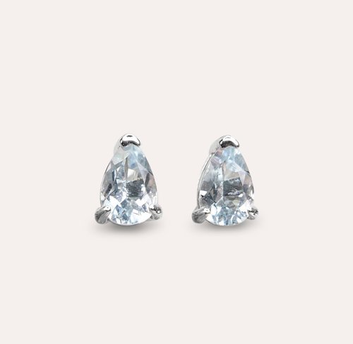 安珠 AND JEWEL 每天配戴的天然寶石 AND 海藍寶 藍色 水滴 4*6mm 耳環 經典系列 Pear E天然寶石