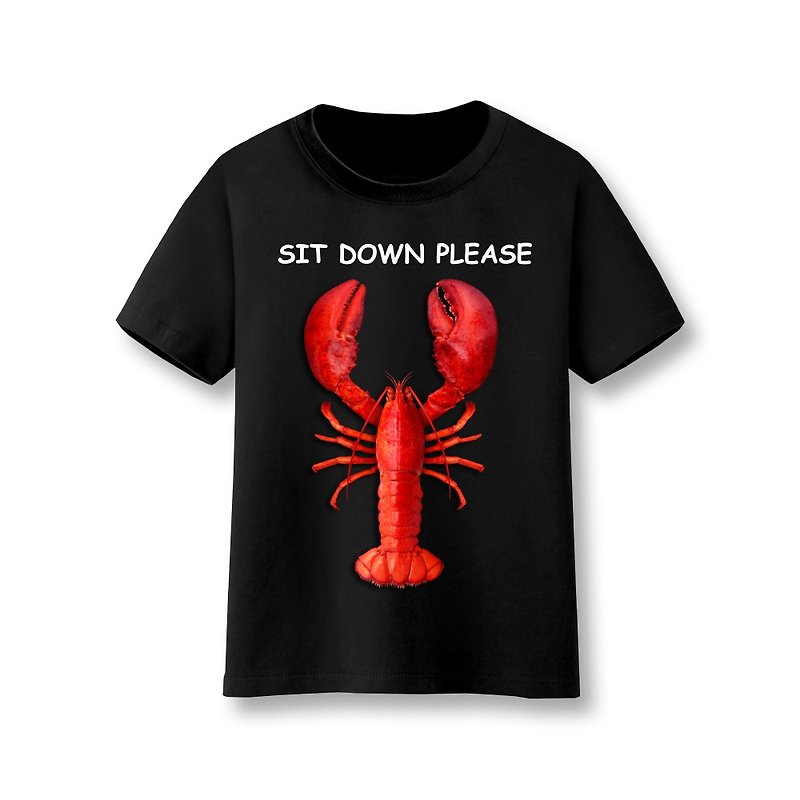 Please sit down Lobster T-shirt-Kids-Black - เสื้อยืด - ผ้าฝ้าย/ผ้าลินิน สีดำ