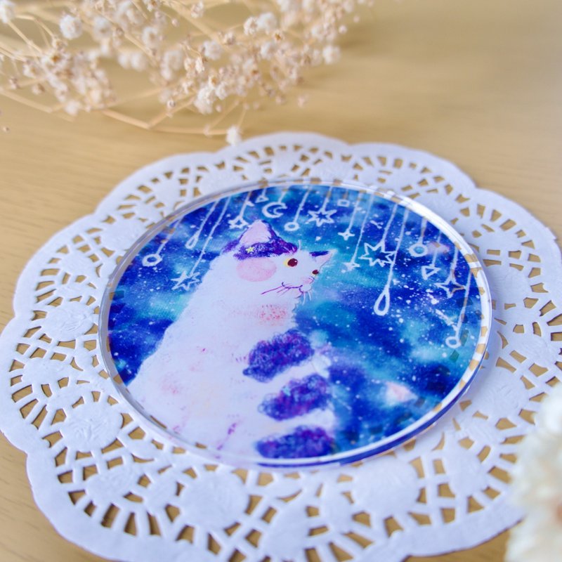 夜空とねこのアクリルコースター - コースター - アクリル 