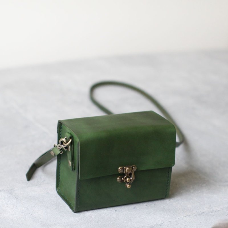 訂製版-經典全手工植鞣牛皮真皮相機包 - 相機袋 - 真皮 綠色