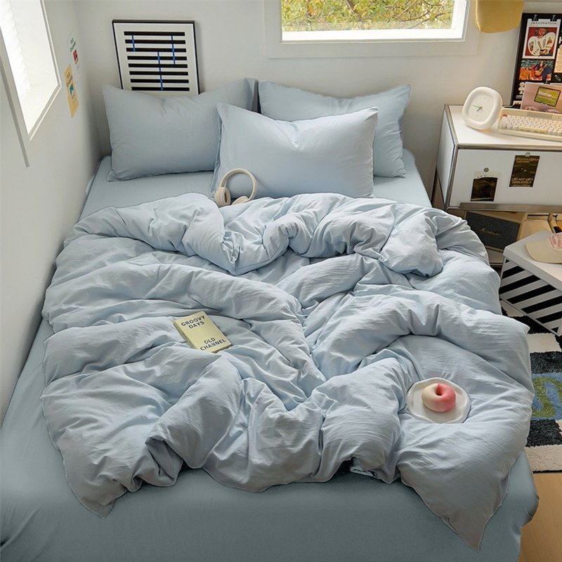 Blue Sea Hawaii - Taiwan Made, Soft Cotton Solid Color Single/Double/Queen Fitted Sheet & Duvet Cover Set - เครื่องนอน - วัสดุอื่นๆ 