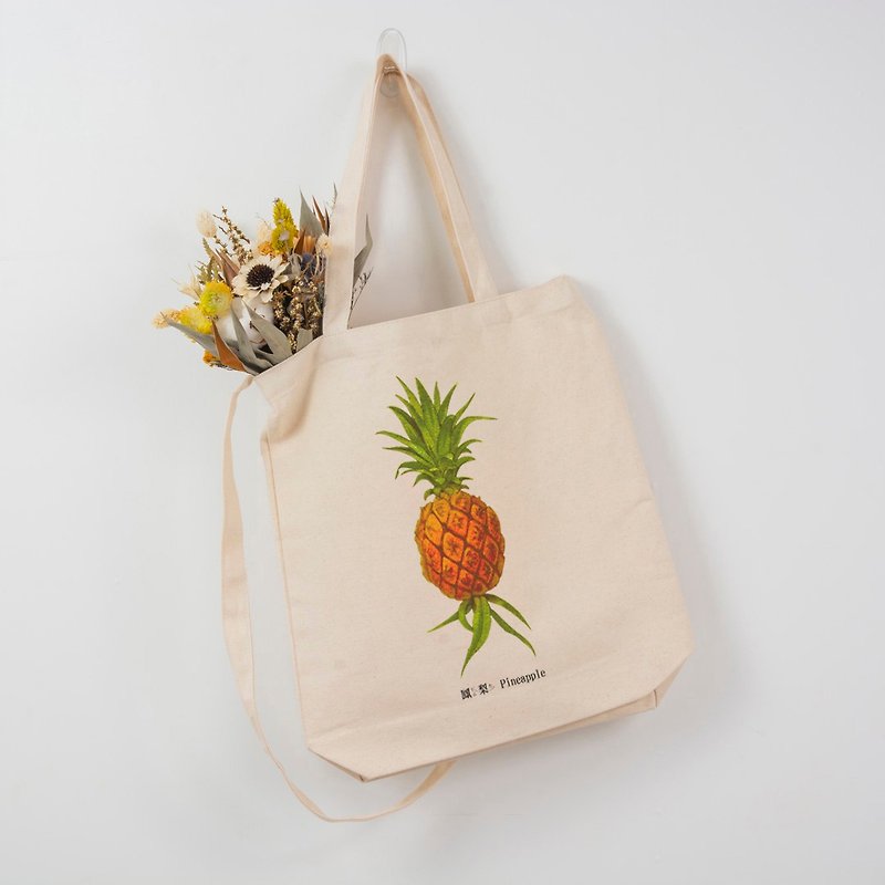 ผ้าฝ้าย/ผ้าลินิน กระเป๋าแมสเซนเจอร์ สีส้ม - Slanted Shoulder Bag -  鳳梨 Pineapple