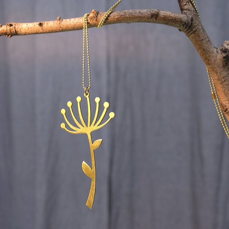 Dandelion brass necklace - 項鍊 - 銅/黃銅 金色