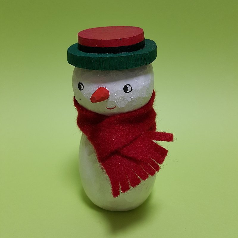 Christmas scarf snowman three-dimensional decorations - ของวางตกแต่ง - ไม้ ขาว