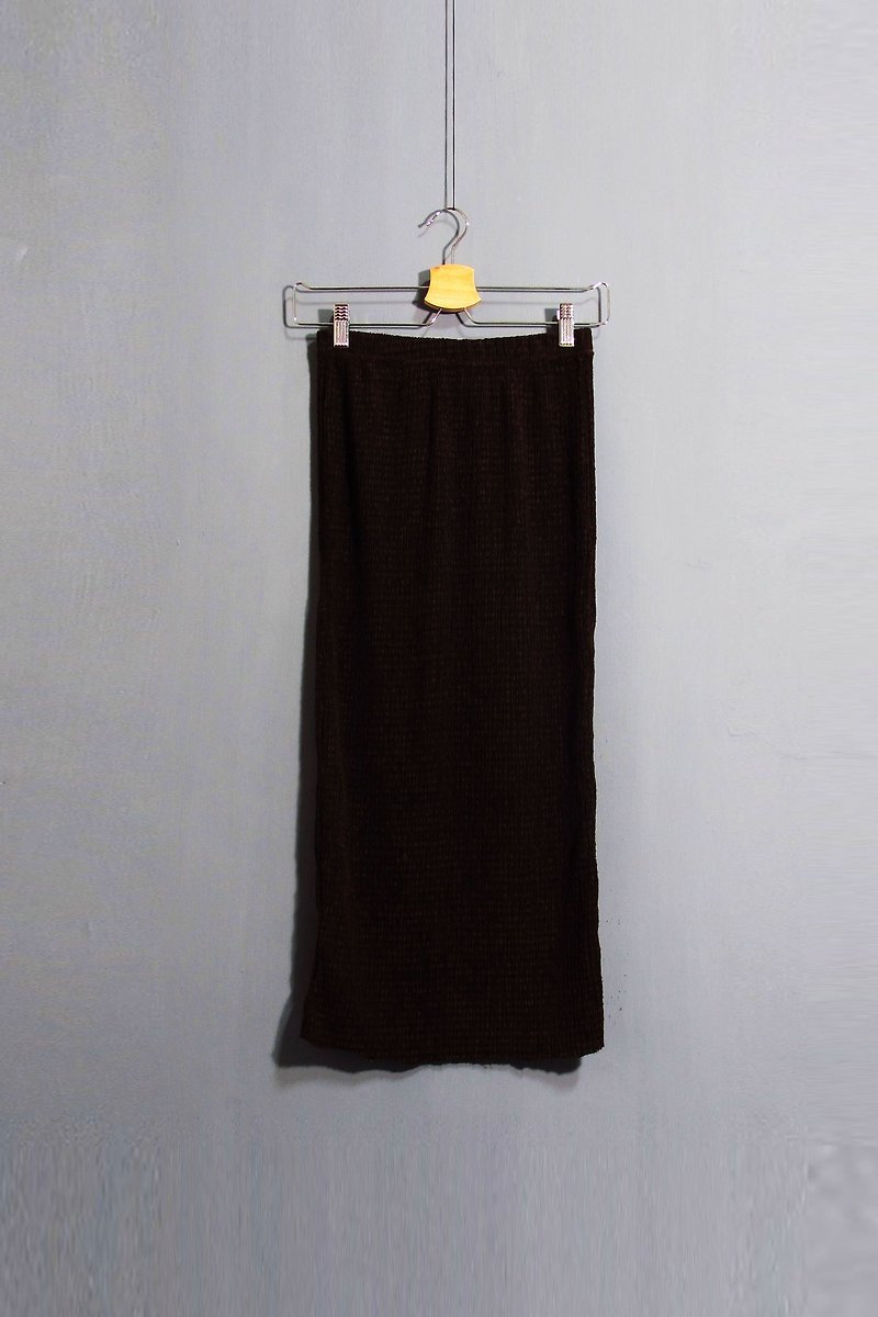 Wahr_ brown elastic skirt - กระโปรง - เส้นใยสังเคราะห์ 