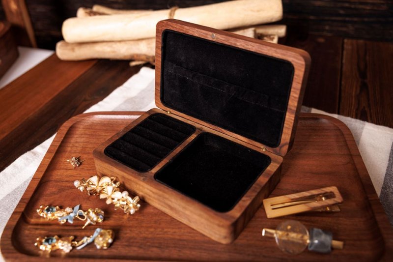 Islandoffer Black walnut large capacity multi-purpose jewelry box - กล่องเก็บของ - ไม้ สีนำ้ตาล