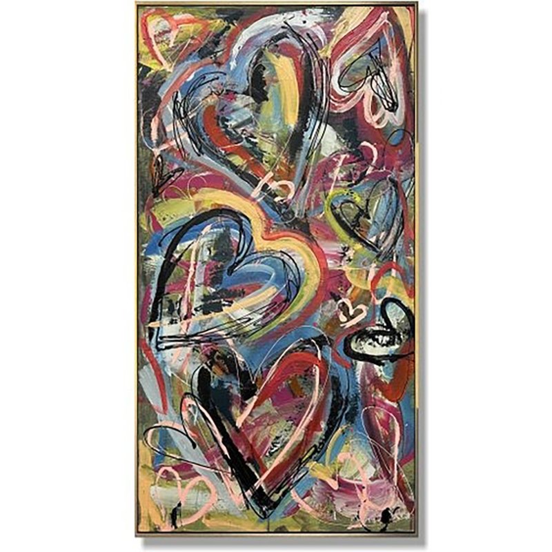 抽象彩色愛心畫布畫作｜原創街頭風格｜鮮豔藝術 - 牆貼/牆身裝飾 - 壓克力 多色
