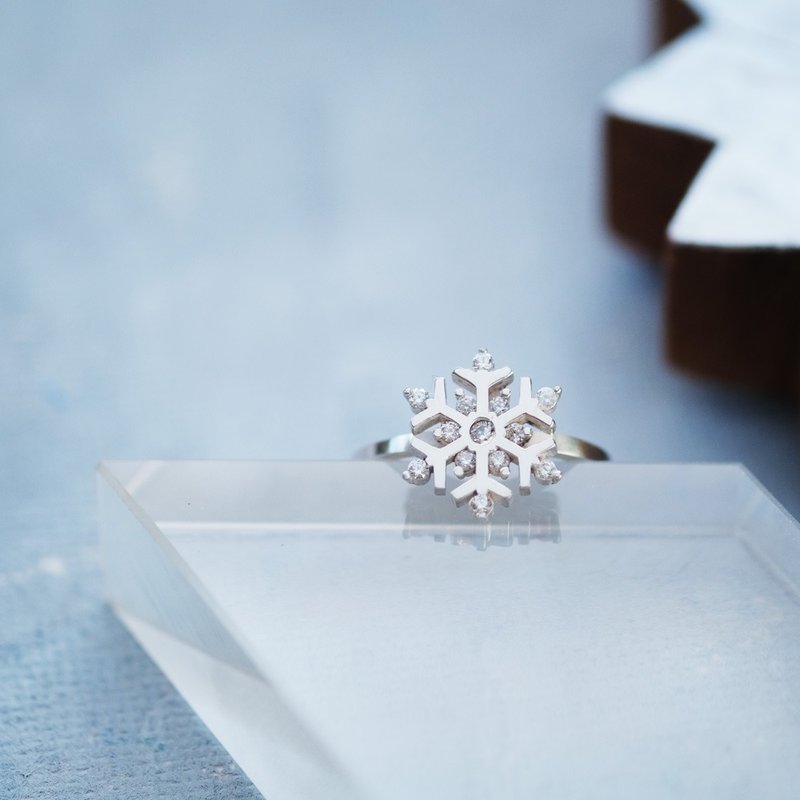 雪の結晶 リング シルバー925 - 戒指 - 其他金屬 藍色