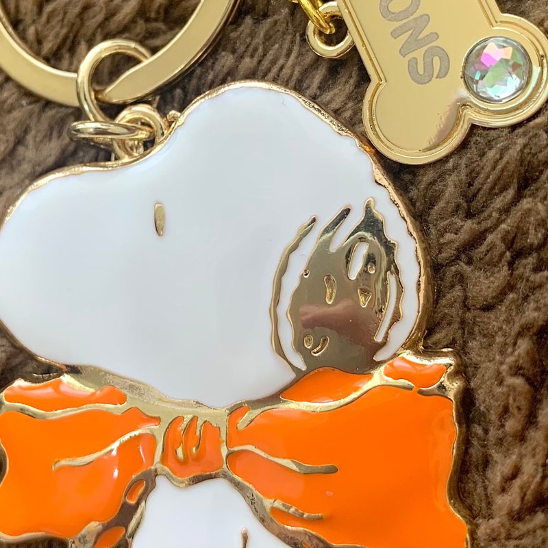 橘色Snoopy 史努比鑰匙圈吊飾 金工琺瑯橘色史奴比狗狗 最後一件 - 鑰匙圈/鑰匙包 - 琺瑯 橘色