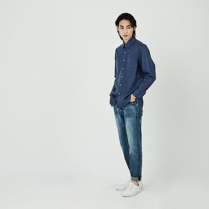 抓毛絨裇衫 - 女襯衫 - 棉．麻 藍色