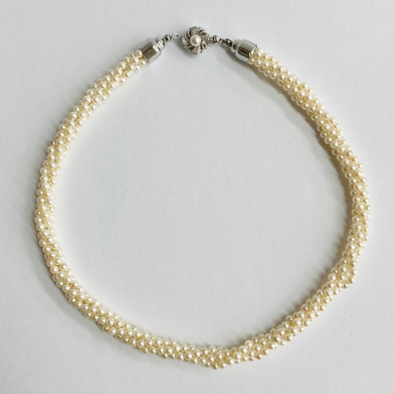 Shell baby pearl 4-strand twist necklace/approx. 3.5mm approx. 42cm/cream/R/made in Japan - สร้อยคอ - เปลือกหอย ขาว