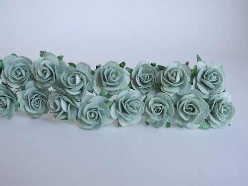 makemefrompaper Paper Flower, 50 pcs., DIY supplies, mulberry rose size 2.5 cm., greentea color.