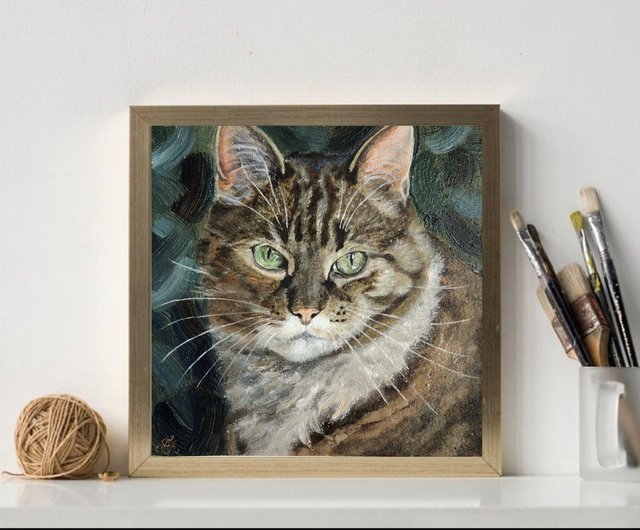 ペットの肖像画猫オリジナル油絵キャンバス壁アートホーム動物ポートレート - ショップ Alisa-Art ウォールデコ・壁紙 - Pinkoi