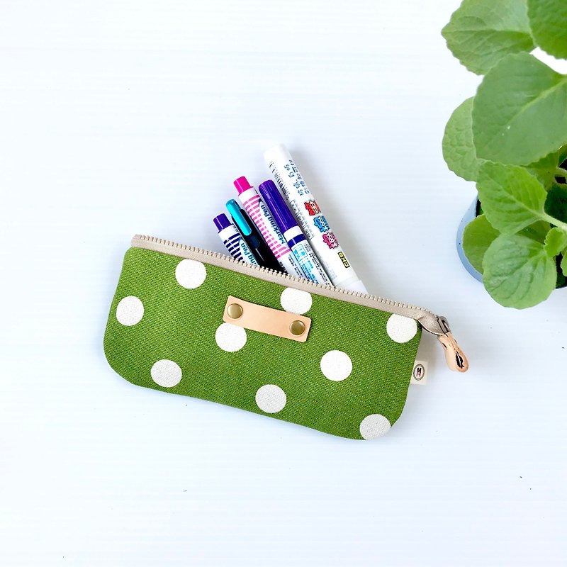 Pop canvas canvas bag - กล่องดินสอ/ถุงดินสอ - ผ้าฝ้าย/ผ้าลินิน สีเขียว