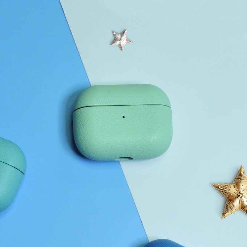 AirPods 4/3/Pro/Pro2 皮革 耳機保護套 Polar Blue 極地藍 - 耳機/藍牙耳機 - 真皮 藍色