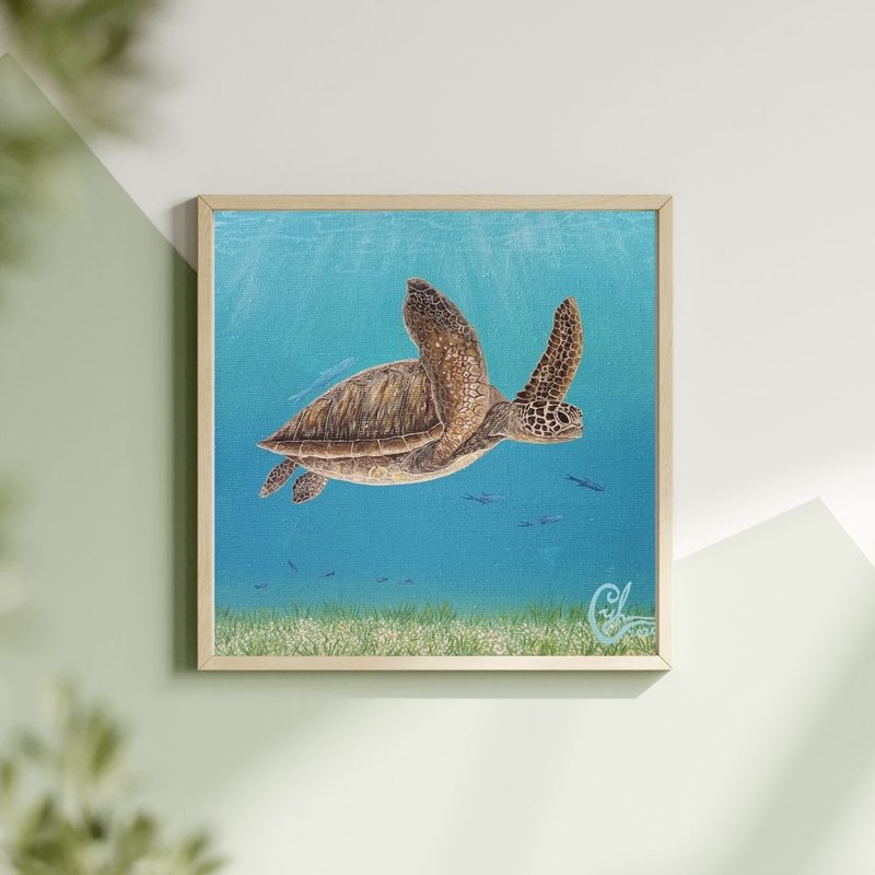 和我一起 迷你海龜4　With Me Mini Sea Turtle 4 - 似顏繪/客製畫 - 棉．麻 多色