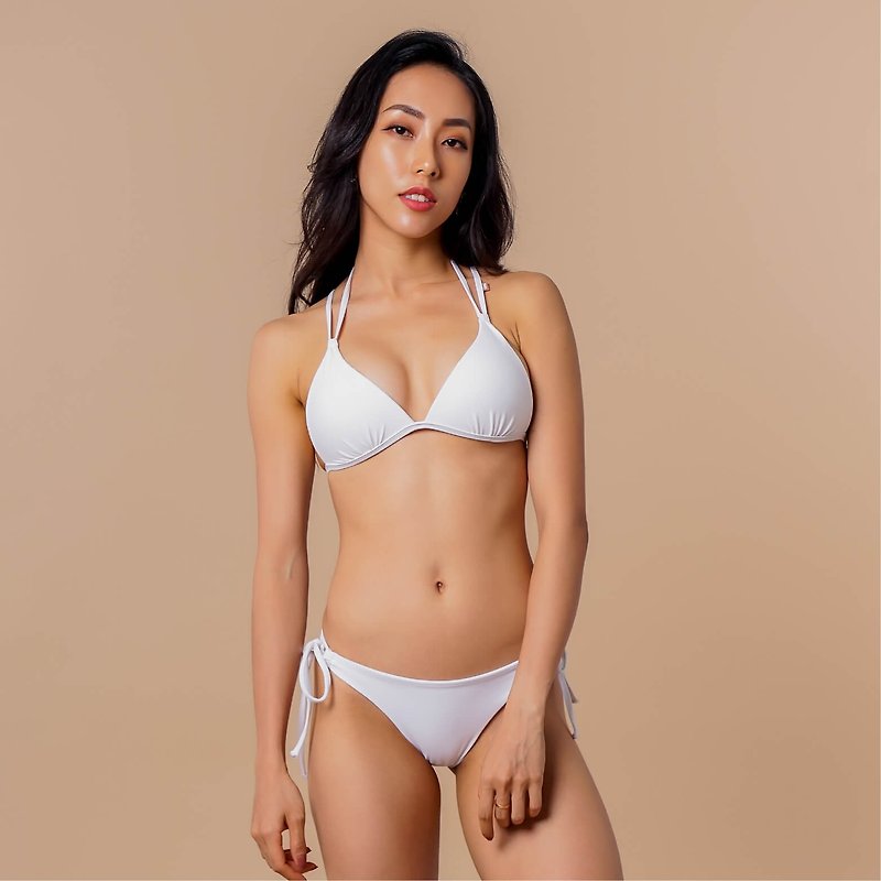 [Spot] White Minimalist White/ Double Tied Cross Breast Stable Top - Women's Swimwear - Other Materials White