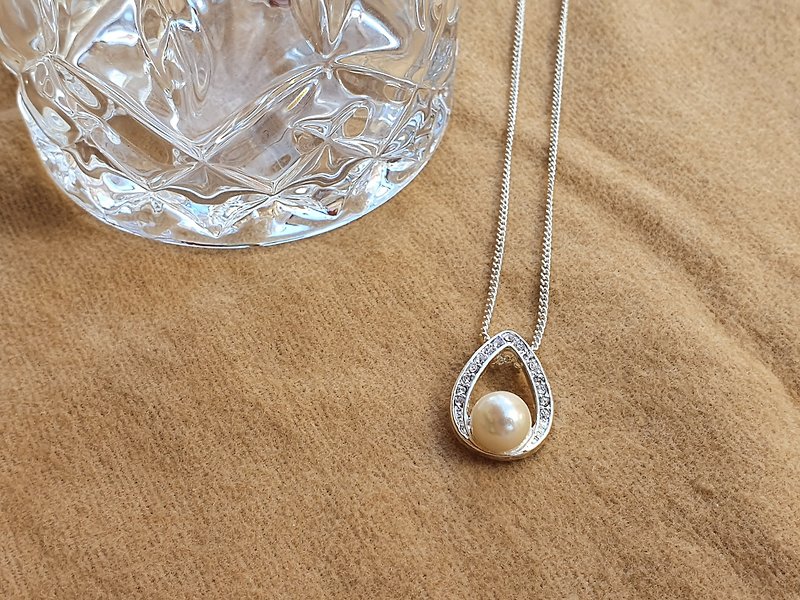 [The United States brings back Western antique jewelry] American brand AVON co-branded retro brand SAQ pearl necklace - สร้อยคอ - โลหะ สีเงิน