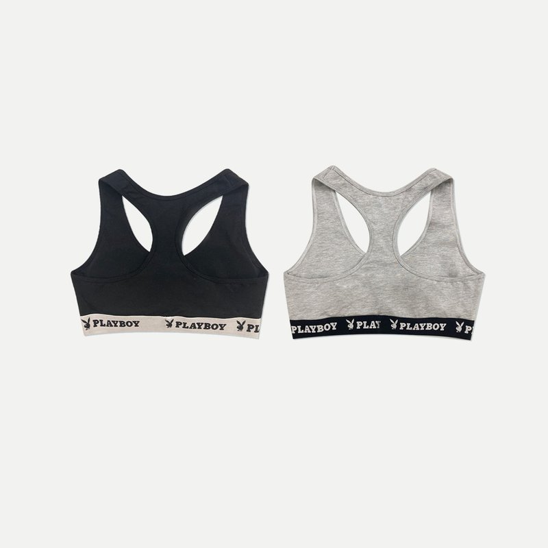 Hate Monday'' X PLAYBOY - Sport Bra(PBHM-SS23U13) - ชุดชั้นในกีฬาผู้หญิง - ผ้าฝ้าย/ผ้าลินิน สีเงิน