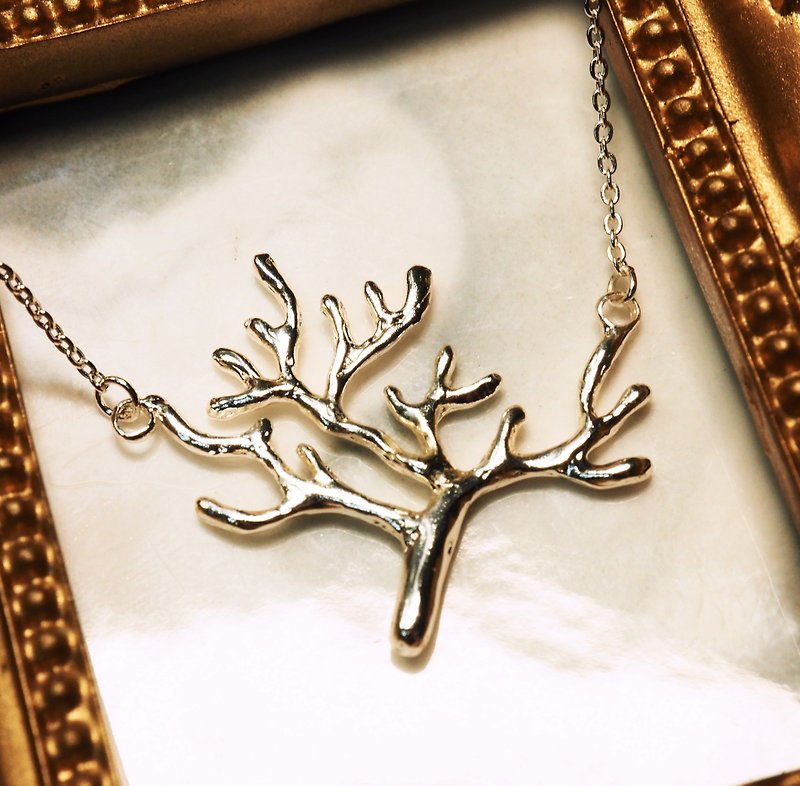 Branch Coral 925 Silver Necklace - สร้อยคอ - เงินแท้ สีเงิน