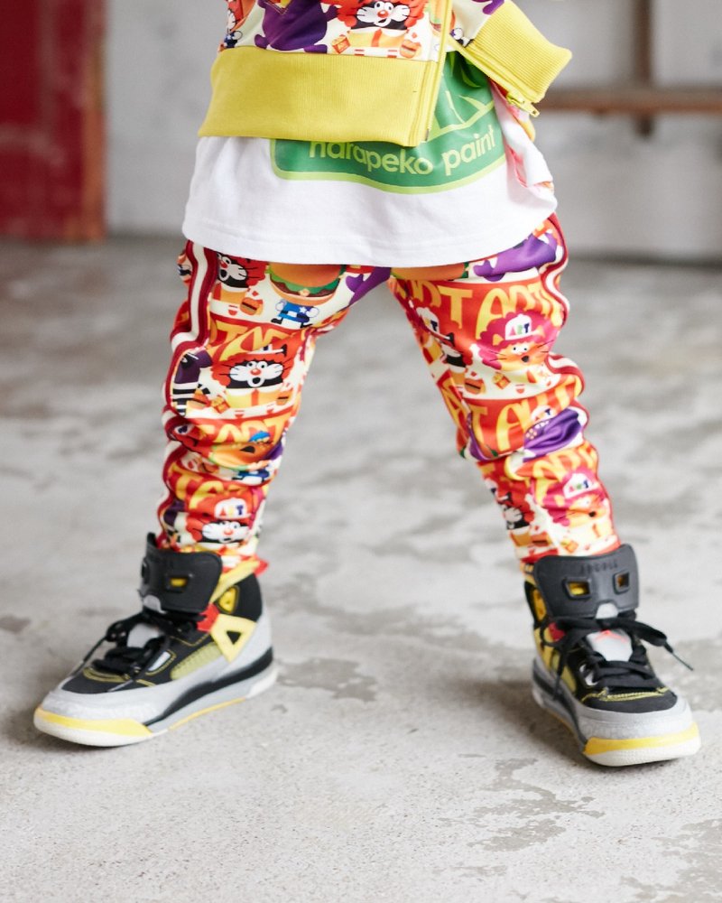 Jersey Pants Harapeco Paint Bottom Track Pants Print All Over Pattern Character Children's Clothing - Pants - Polyester Yellow