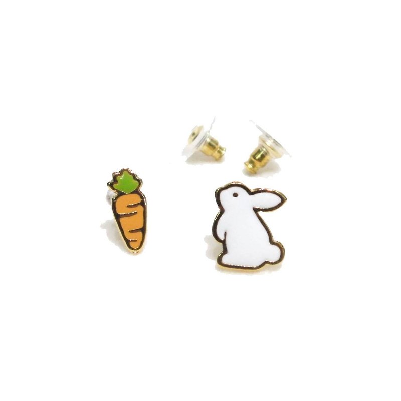 Teatime Rabbit Earring - 耳環/耳夾 - 貴金屬 白色