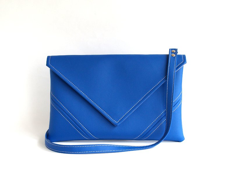 Royal Blue Crossbody Purse for Women Cross Body Clutch Bag Faux Leather Bag - Clutch Bags - Faux Leather Blue