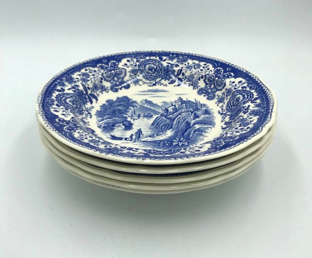 Villeroy and Boch Blue Burgenland Deep Plates | Vintage Blue