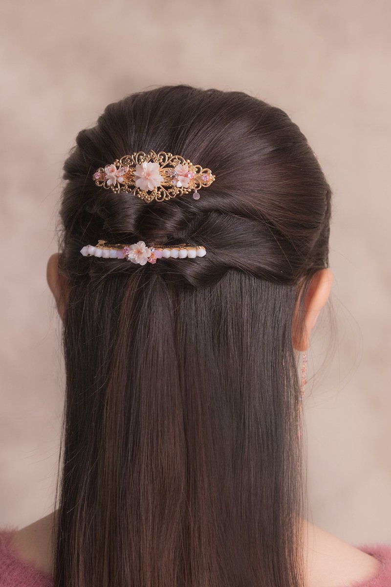 BLOSSOM Sakura Rose-gold Plated Hair Clip (S) - Hair Accessories - Clay Pink