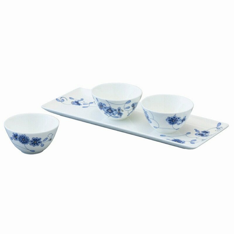 Milano Classic Milano 50th Anniversary Limited Trio (8cm Mini Bowl*3+28cm Long Plate*1) - Plates & Trays - Porcelain Blue