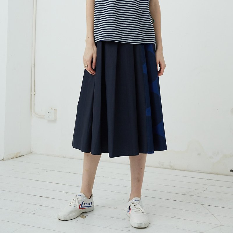 Dot stitching skirts - Skirts - Cotton & Hemp Blue