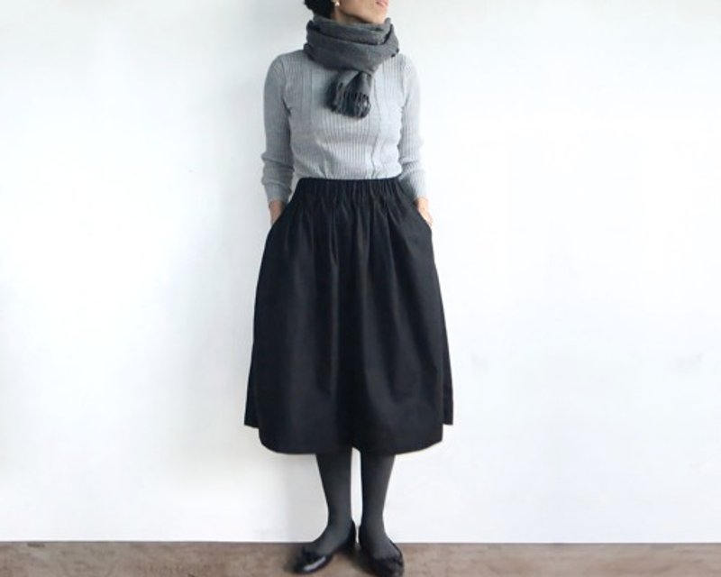 Pinkoi Proxy Purchase - Two sizes of tuck gathered skirt (black) - Skirts - Other Materials 