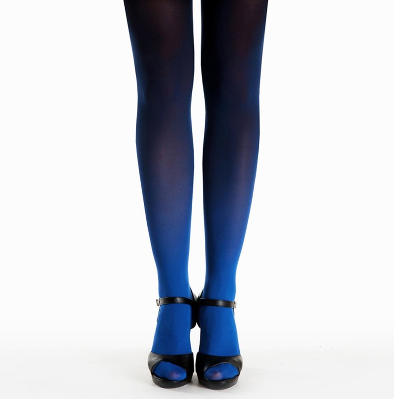 Blue-black ombre gradient pantyhose - 內搭褲/緊身褲 - 尼龍 藍色