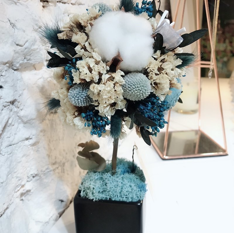 Design small round tree [empty island] - birthday ceremony / Valentine flower ceremony - Dried Flowers & Bouquets - Plants & Flowers Blue