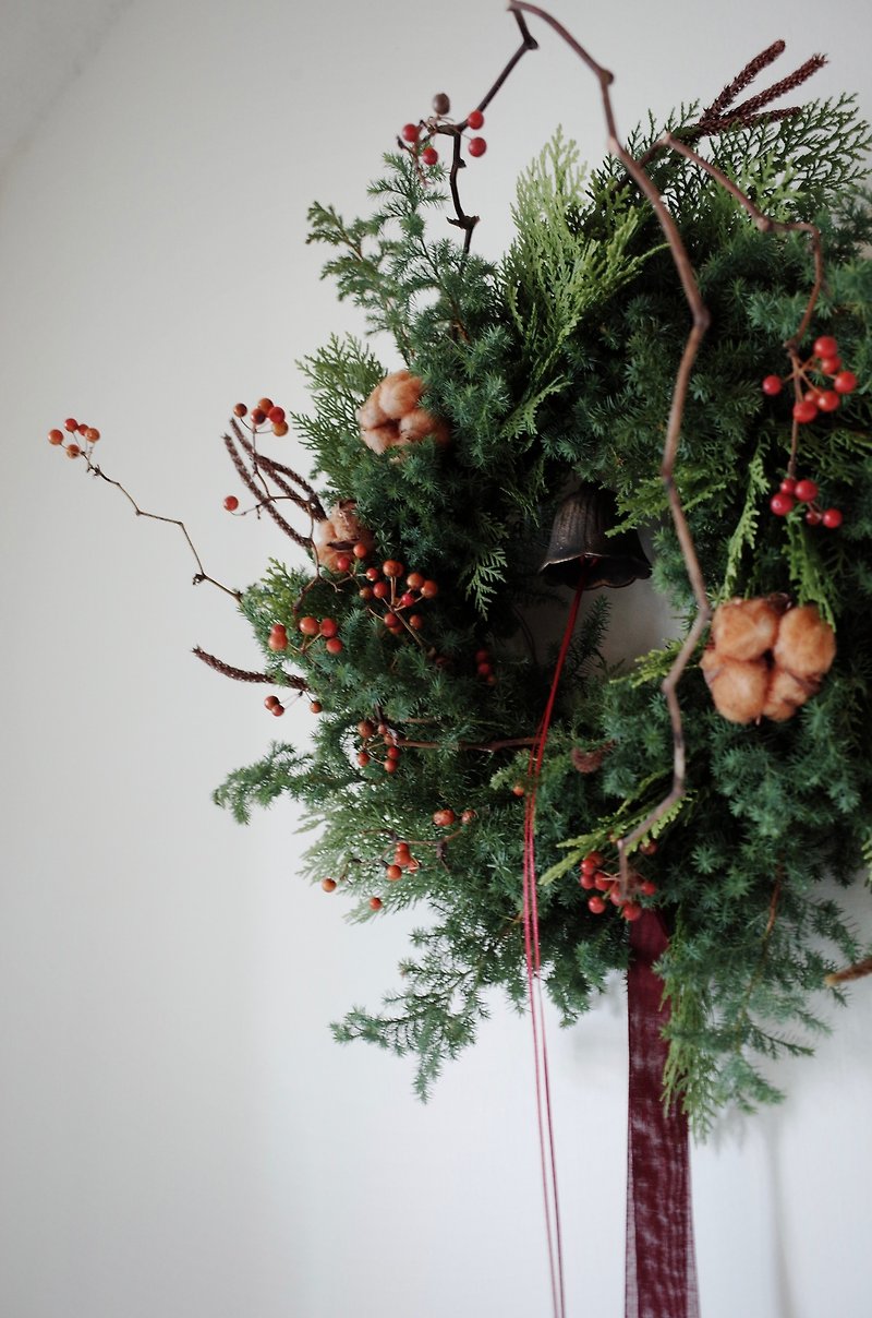 穏やかな音のドライリースホームデコレーションクリスマス - ドライフラワー・ブーケ - 寄せ植え・花 