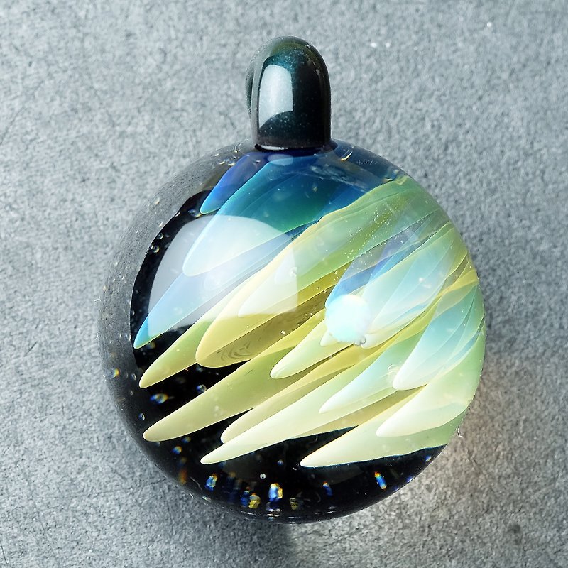 Falling Star Universe Space Handmade Lampwork Glass Pendant - Necklaces - Glass Multicolor