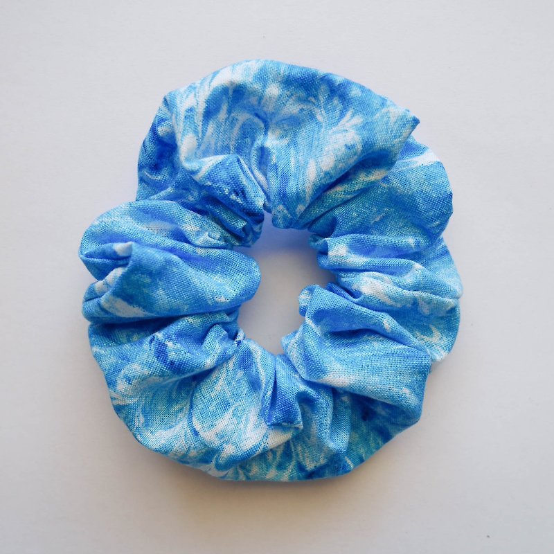 Blue rendering pattern hair ring - Hair Accessories - Cotton & Hemp Blue