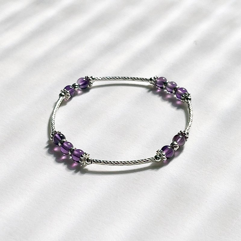 Amethyst 925 sterling silver bracelet - Bracelets - Gemstone Purple