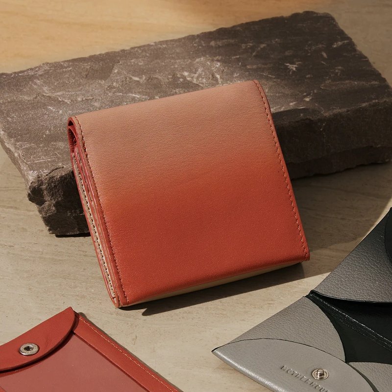 Soft Edge Square Short Clip-Sunrise - Wallets - Genuine Leather Red