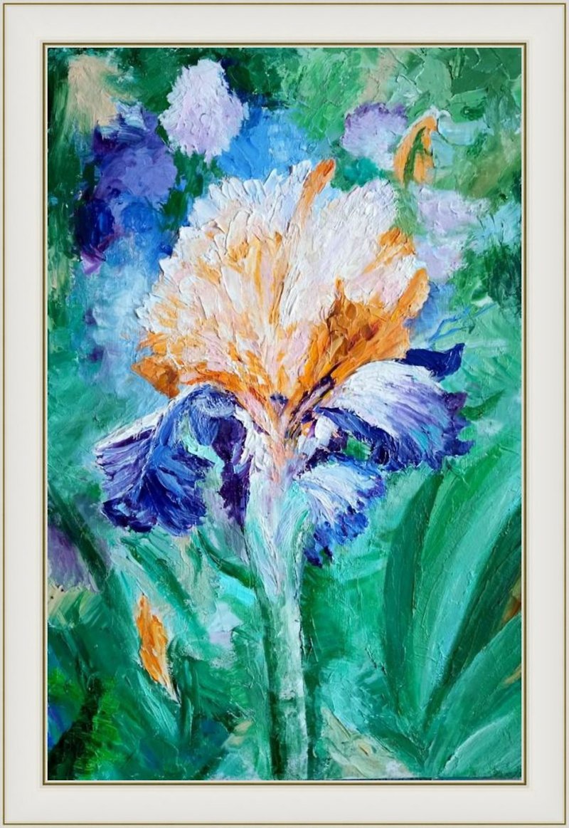 Oil painting Iris - ตกแต่งผนัง - วัสดุอื่นๆ 