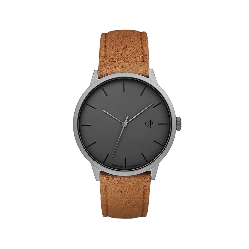 Khorshid Series-Betong Grey Dial Brown Leather Watch - นาฬิกาผู้ชาย - หนังเทียม สีนำ้ตาล