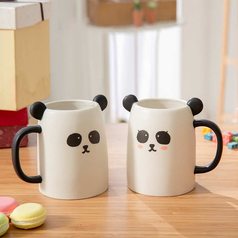 sunart pair cup-panda match - แก้วมัค/แก้วกาแฟ - วัสดุอื่นๆ ขาว