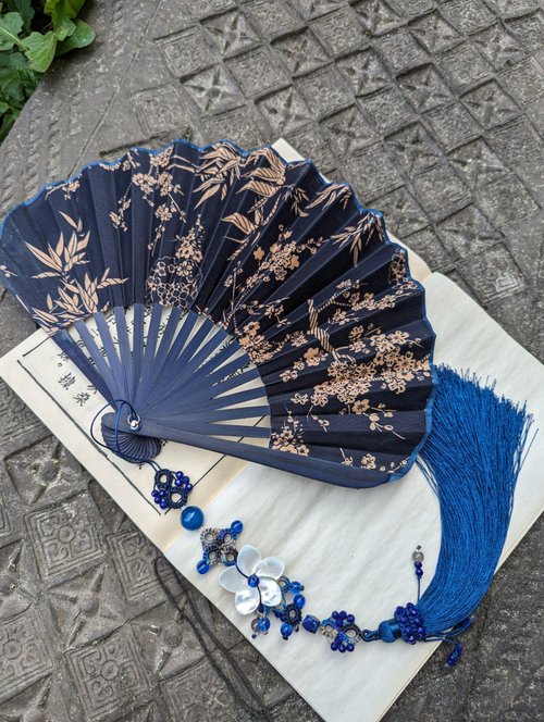 中国香り タッセルペンダント 扇子中国結びタッセルブルー瑪瑙ラピスラズリタッセル古典