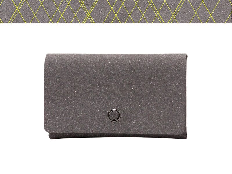 ARLEQUIN Gray Business Card Holder - กระเป๋าสตางค์ - หนังแท้ สีเทา